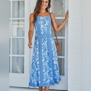CABANA LIFE Charleston/Blue Paneled Overlay Maxi dress NWT Size M and XL